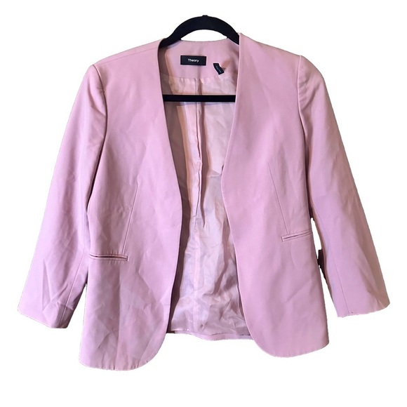 Theory Jackets & Blazers - Theory Pink Berry Tint Lindrayia Blazer in Good Wool Lined Open Pockets Sz 4